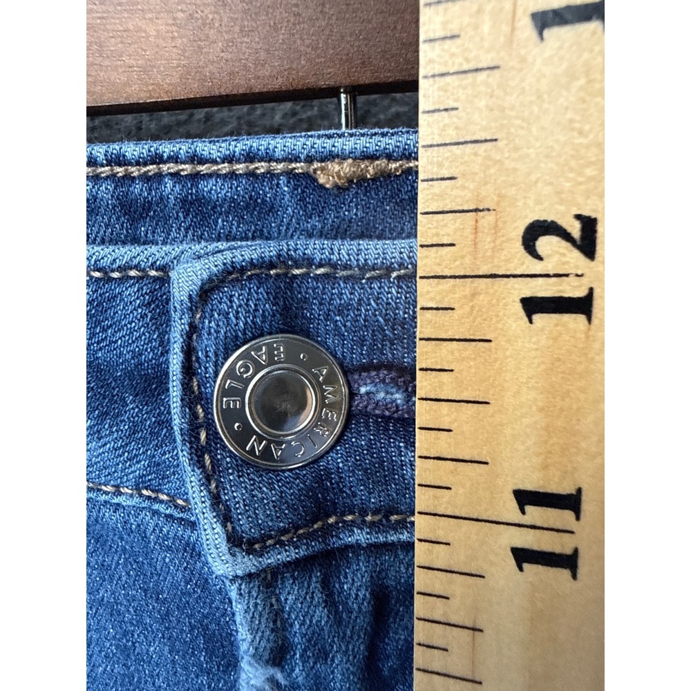American Eagle Baggy Wide Leg Jeans Women 16 Study Academia Low Rise Raw Hem Blu - Picture 10 of 15